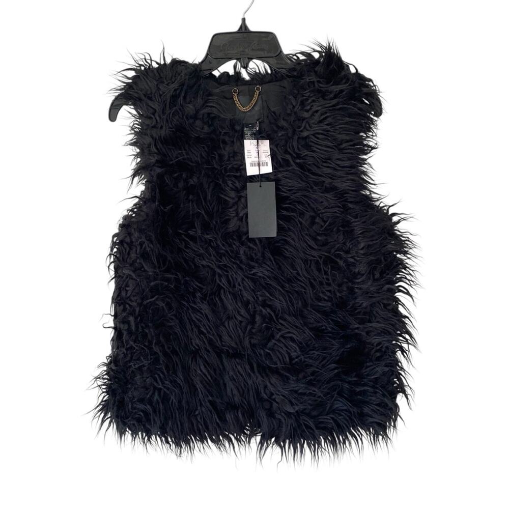 J. Crew Collection NWTS Black Faux Fur Vest size XS